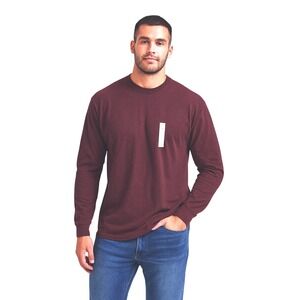 FARAH Mens L Sweater Knit Long Sleeved Burgundy Ribbed Crew Neck Stretch Thermal
